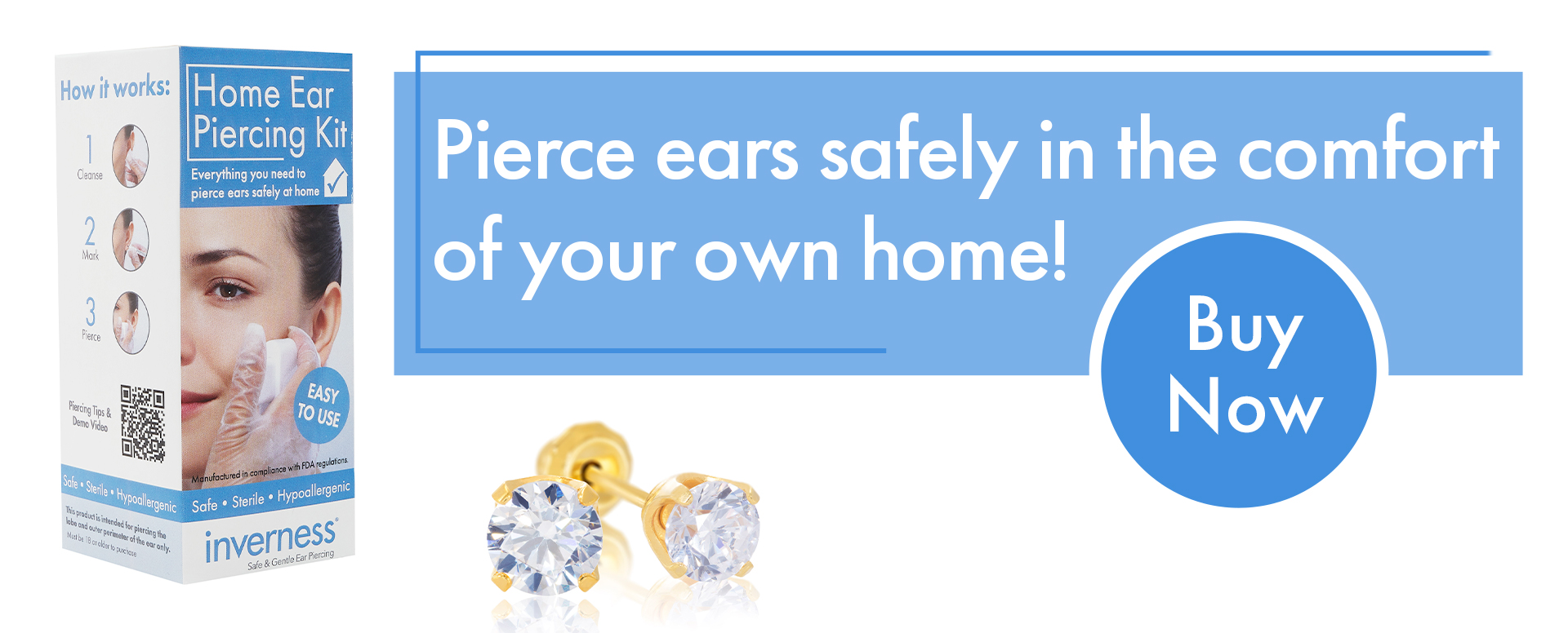 Ear Piercing Kit – Earrings and Aftercare Kit